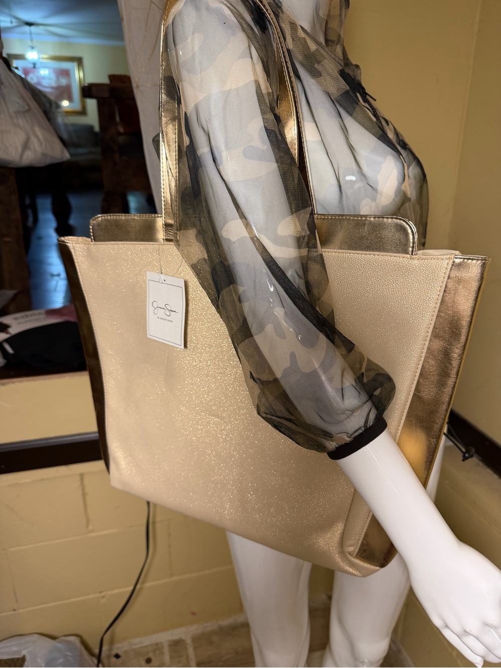 Jessica Simpson Metallic Gold Tote Bag